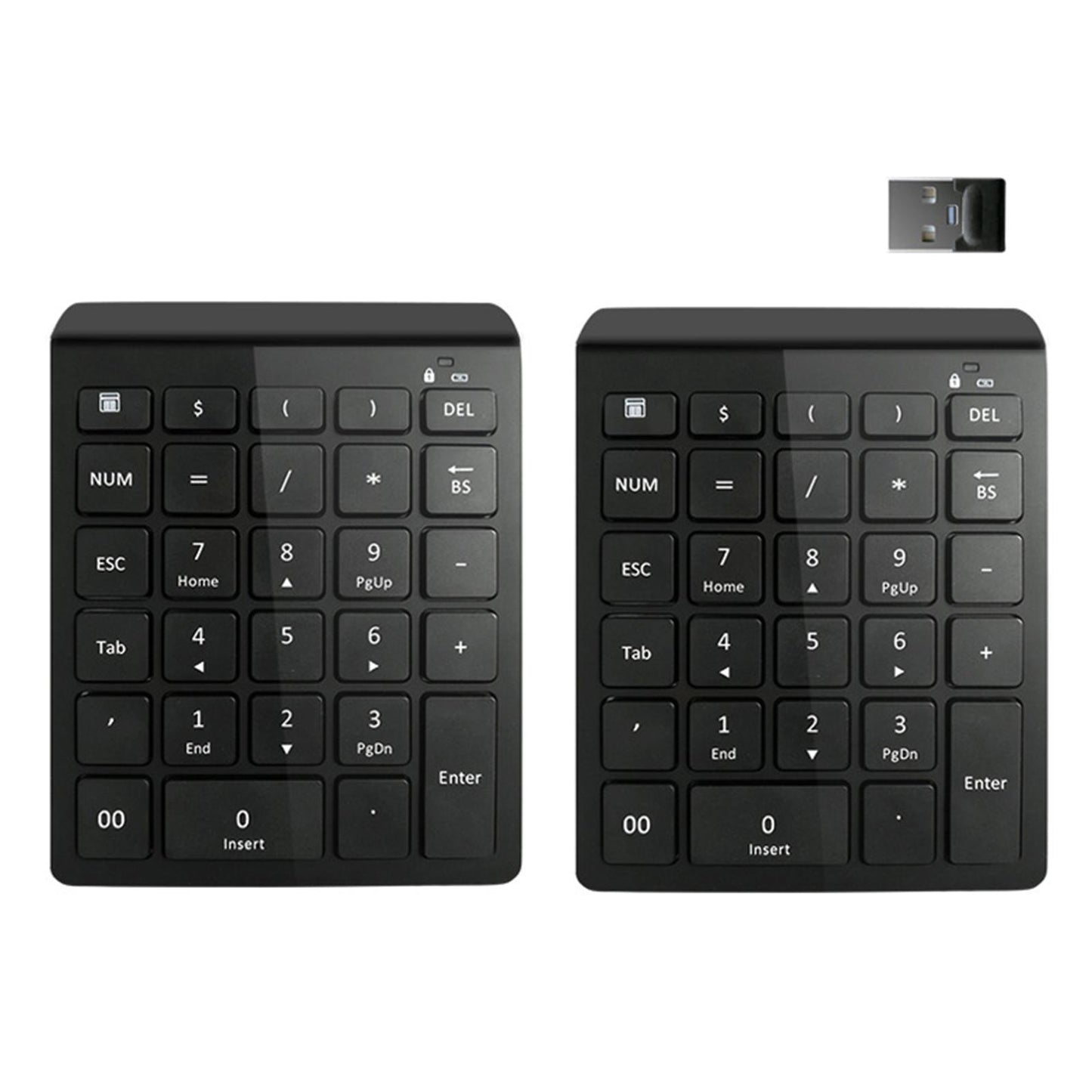 Portable Wireless Numeric Keypad 2.4G 28 Key for Laptop Financial Accounting 2.4G Black