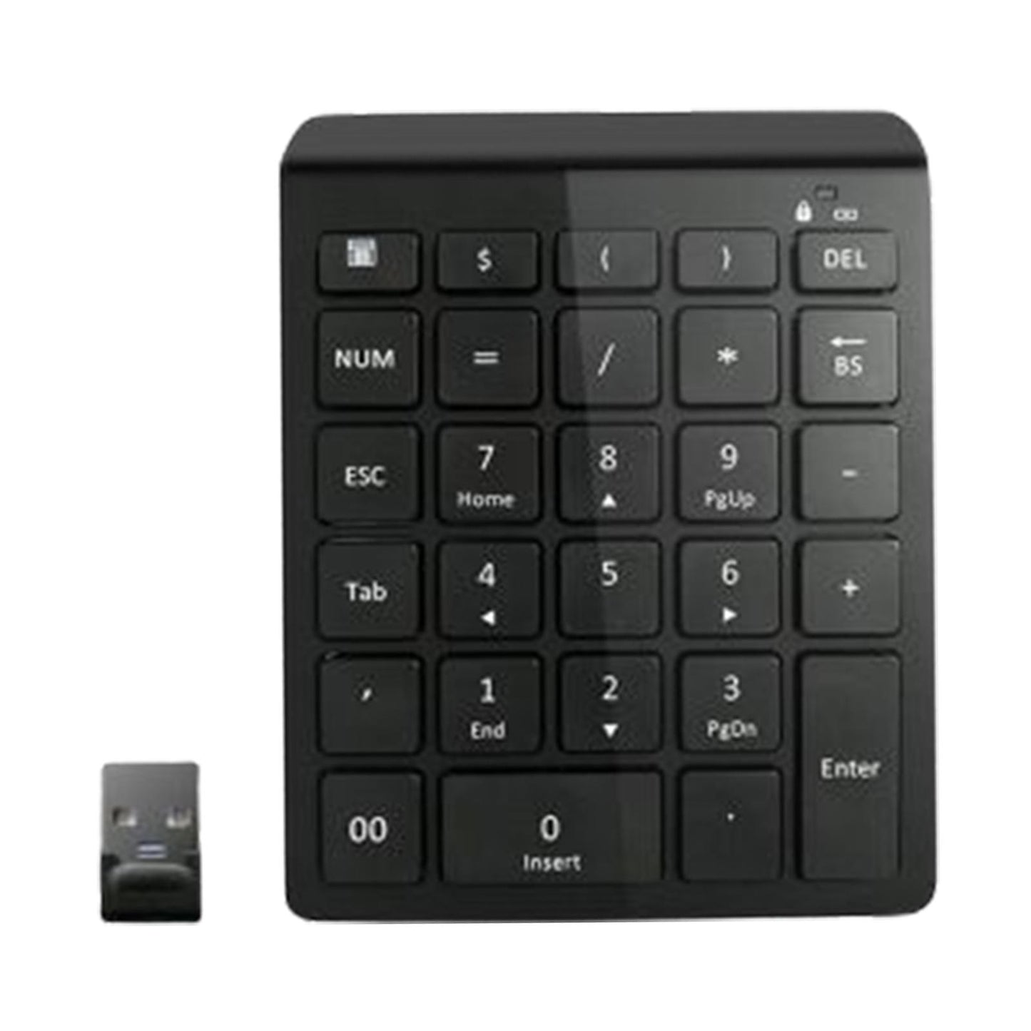 Portable Wireless Numeric Keypad 2.4G 28 Key for Laptop Financial Accounting 2.4G Black