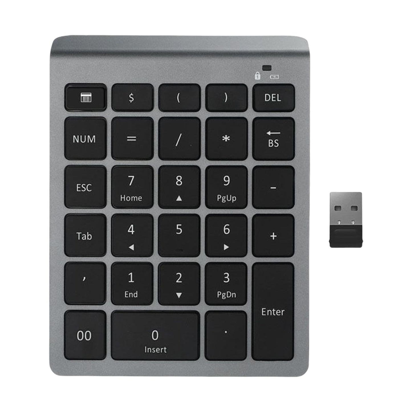 Portable Wireless Numeric Keypad 2.4G 28 Key for Laptop Financial Accounting 2.4G Grey