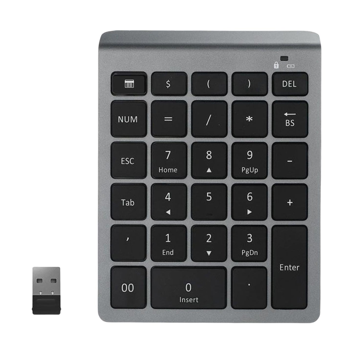 Portable Wireless Numeric Keypad 2.4G 28 Key for Laptop Financial Accounting 2.4G Grey