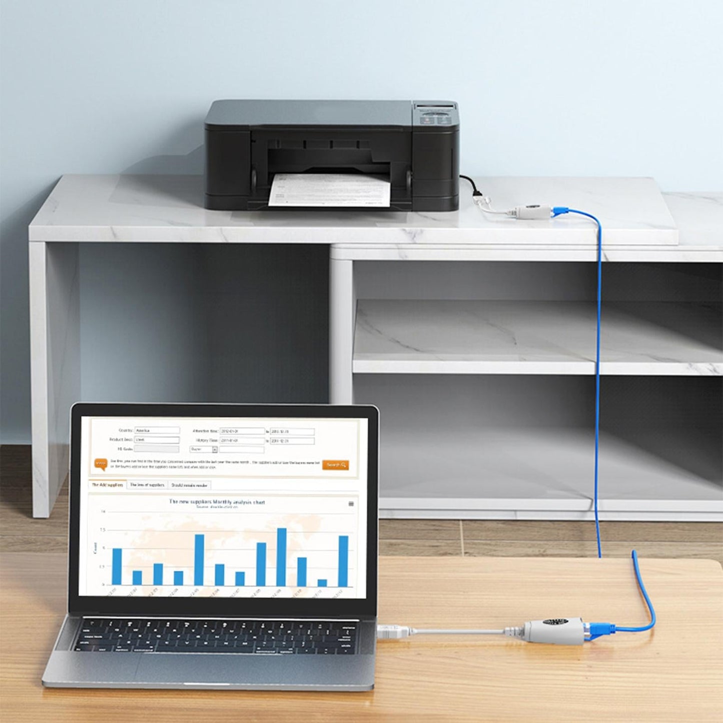 USB 2.0 Extender to RJ 45 up to 60M/196ft for USB Flash Disk PC Scanner