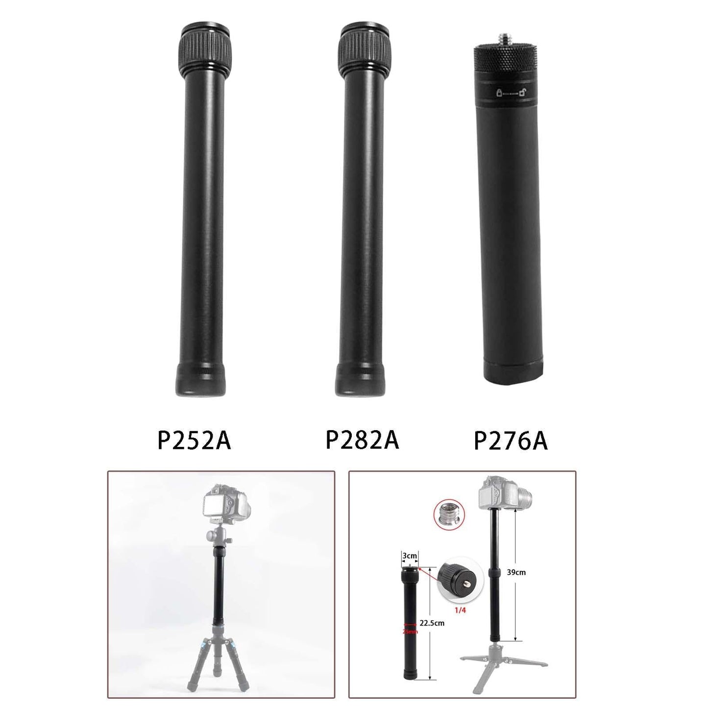 Extension Monopod Pole Tripod Extension Tube Aluminum Alloy for Zhiyun 25mm