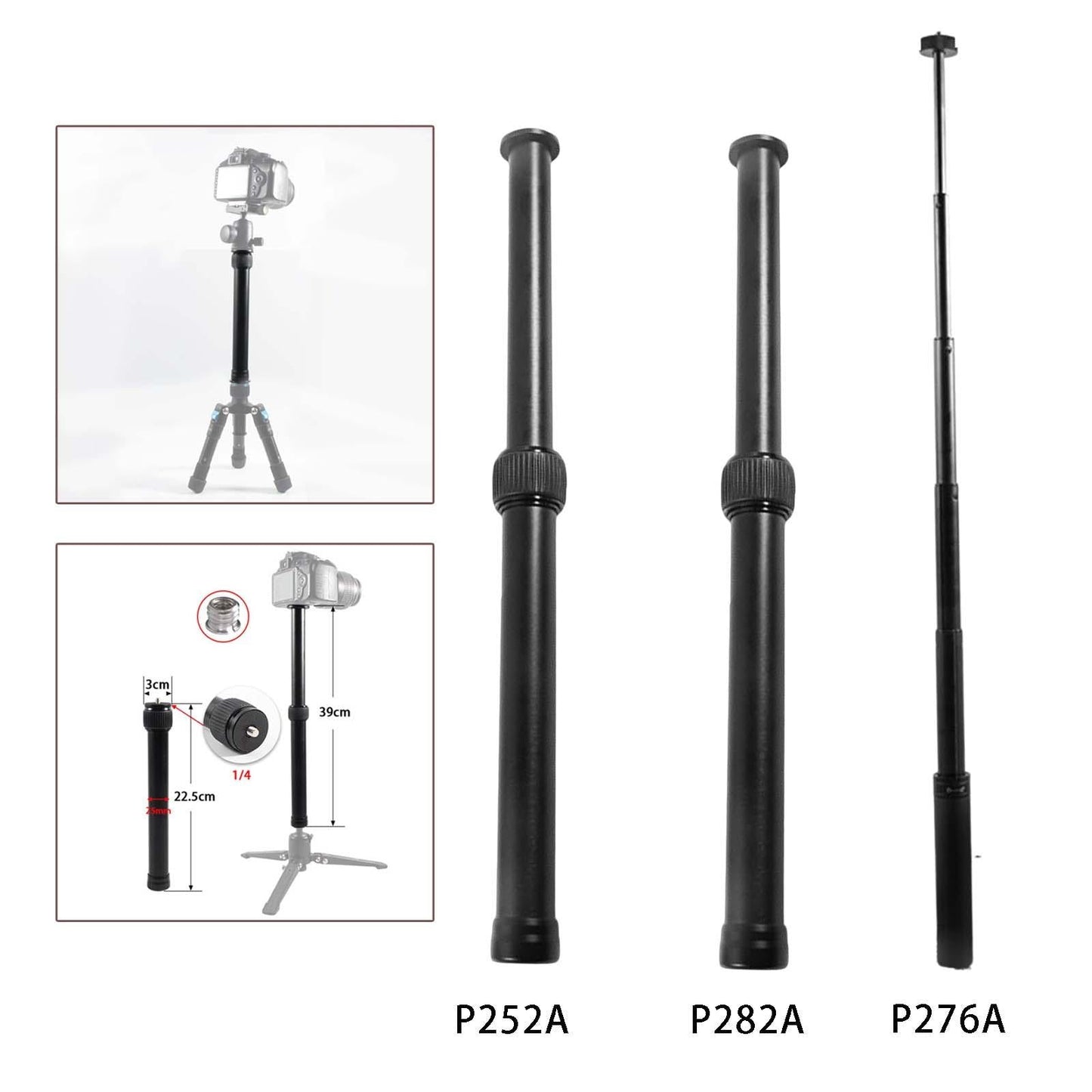 Extension Monopod Pole Tripod Extension Tube Aluminum Alloy for Zhiyun 25mm
