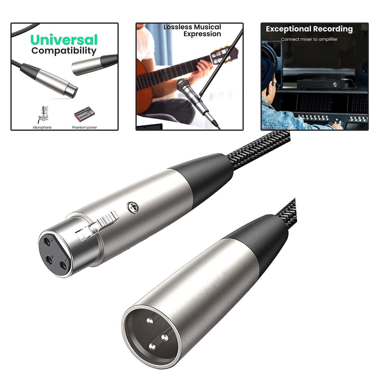 XLR Microphone Cable XLR Wire for Microphone Amplifier Studio Recording 0.3m