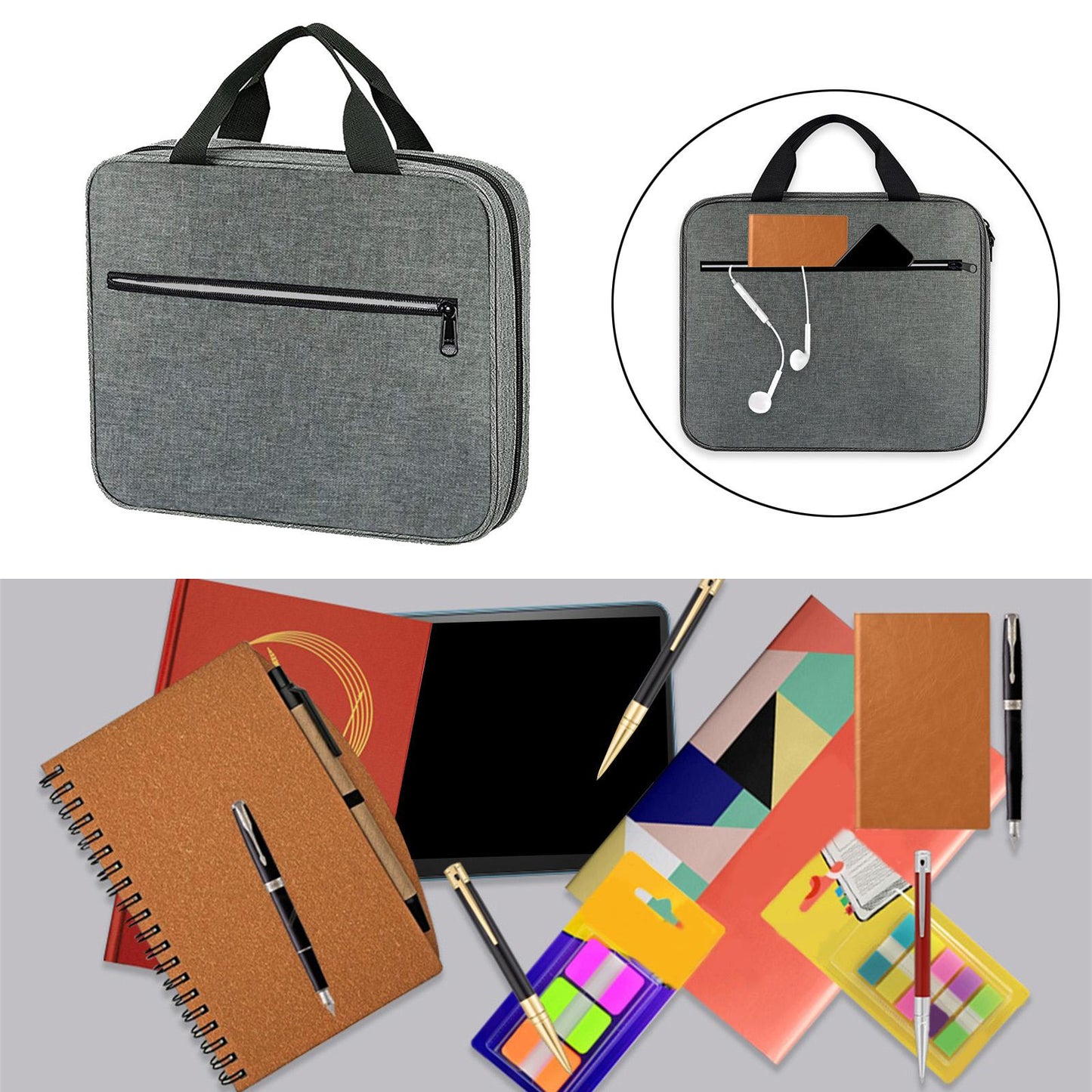 Tablet Sleeve with Handle Zipper Pocket for Notebook