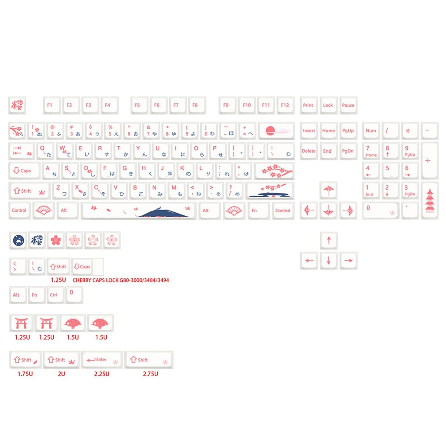 130 Key Caps PBT Xda Profile for Mechanical Keyboards Replacement Durable Japanese