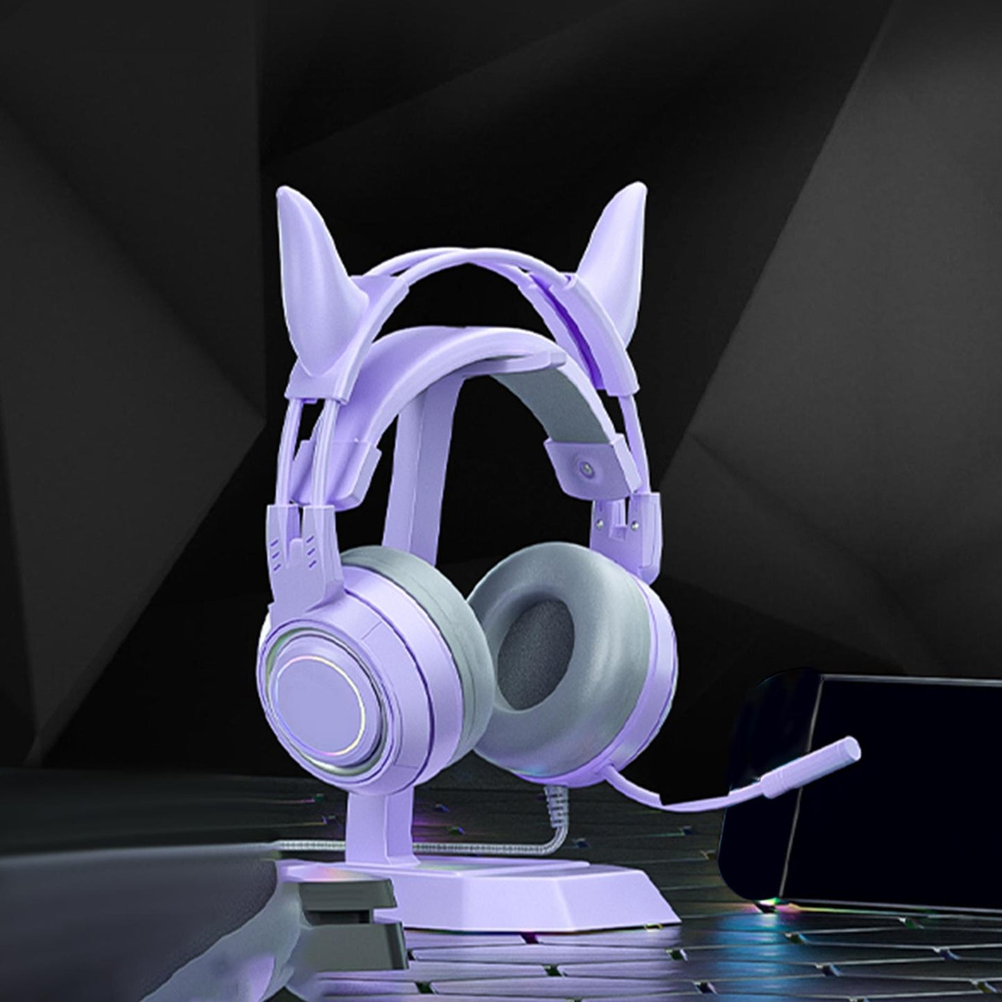 Gaming Headset with Microphone Comfortable 3.5mm Durable Laptop Purple