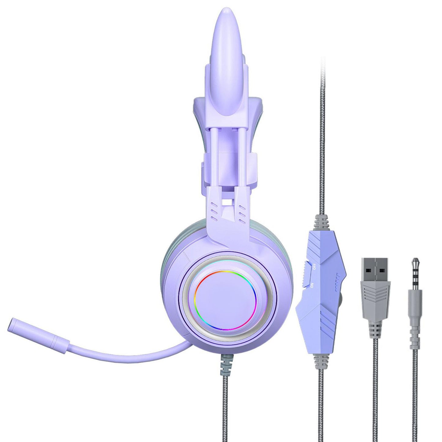 Gaming Headset with Microphone Comfortable 3.5mm Durable Laptop Purple