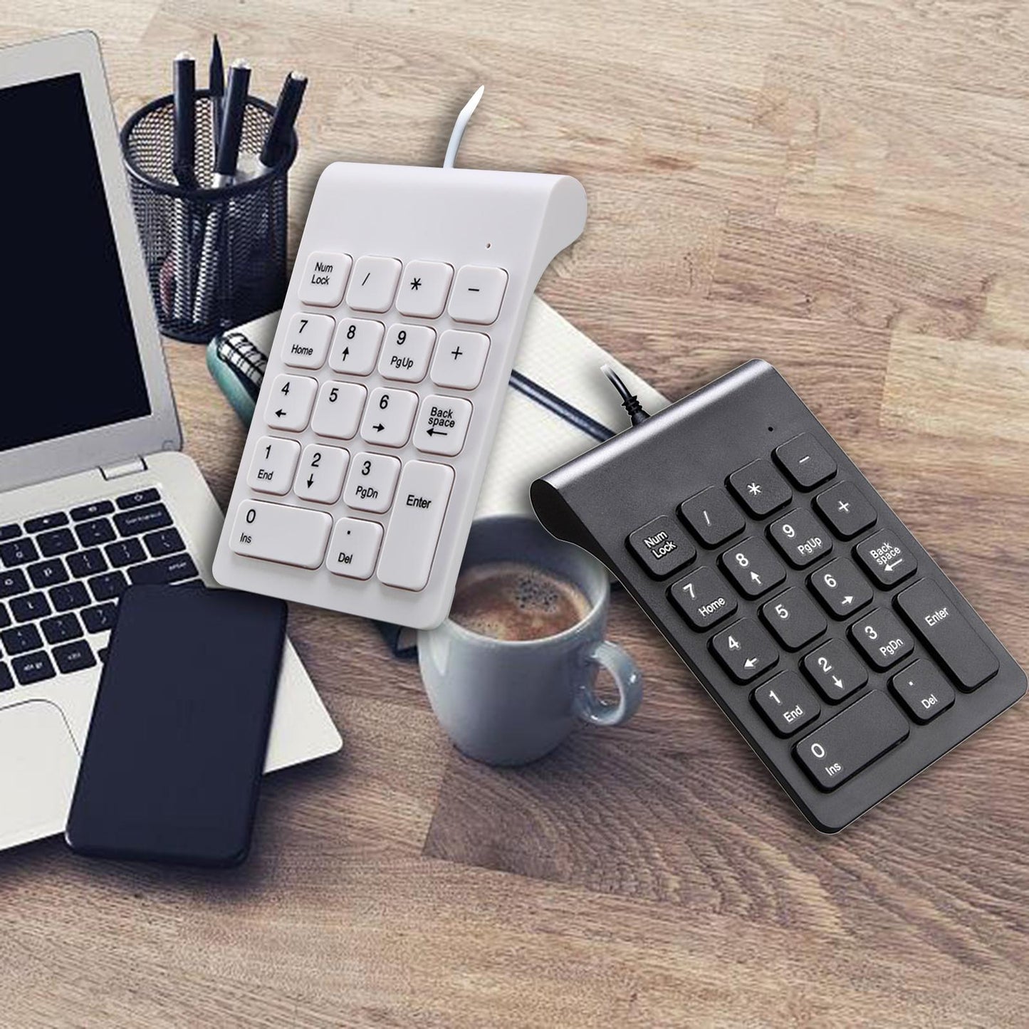 Wired USB Numeric Keypad 18 Keys Anti Slip Easily Carry White