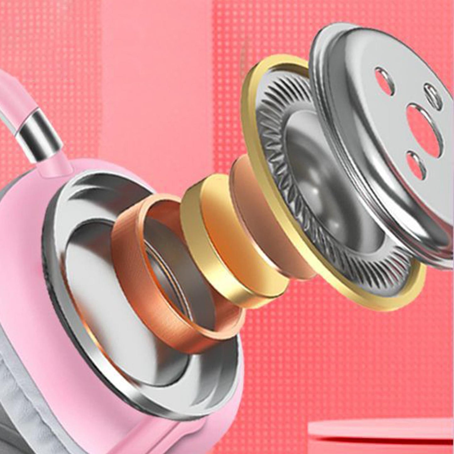 Ears of Cat Headphones Wired Gaming Headset with RGB Lights HiFi 3.5mm Pink