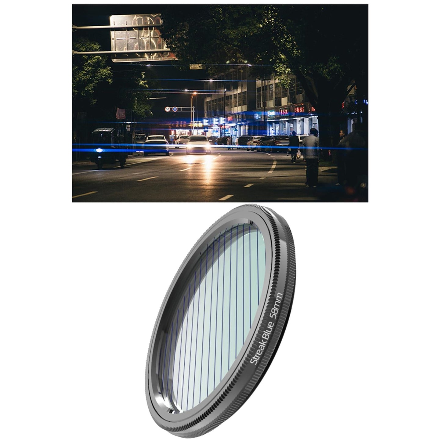 Blue Brushed Filter Effect Filter Len Filter for DSLR Cinematice Video 58MM