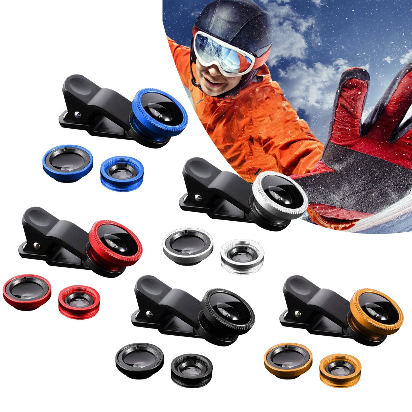 Universal Phone Lens Three Lens Phone Camera Lens Kits for Photo Cameras Sliver