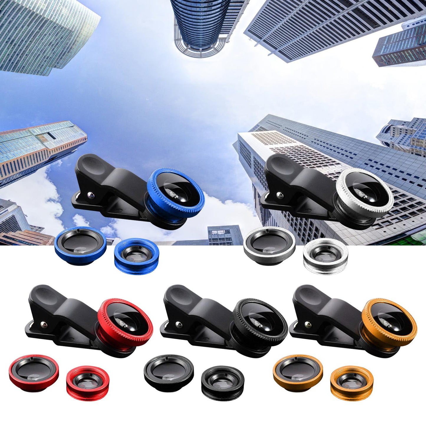 Universal Phone Lens Three Lens Phone Camera Lens Kits for Photo Cameras Sliver