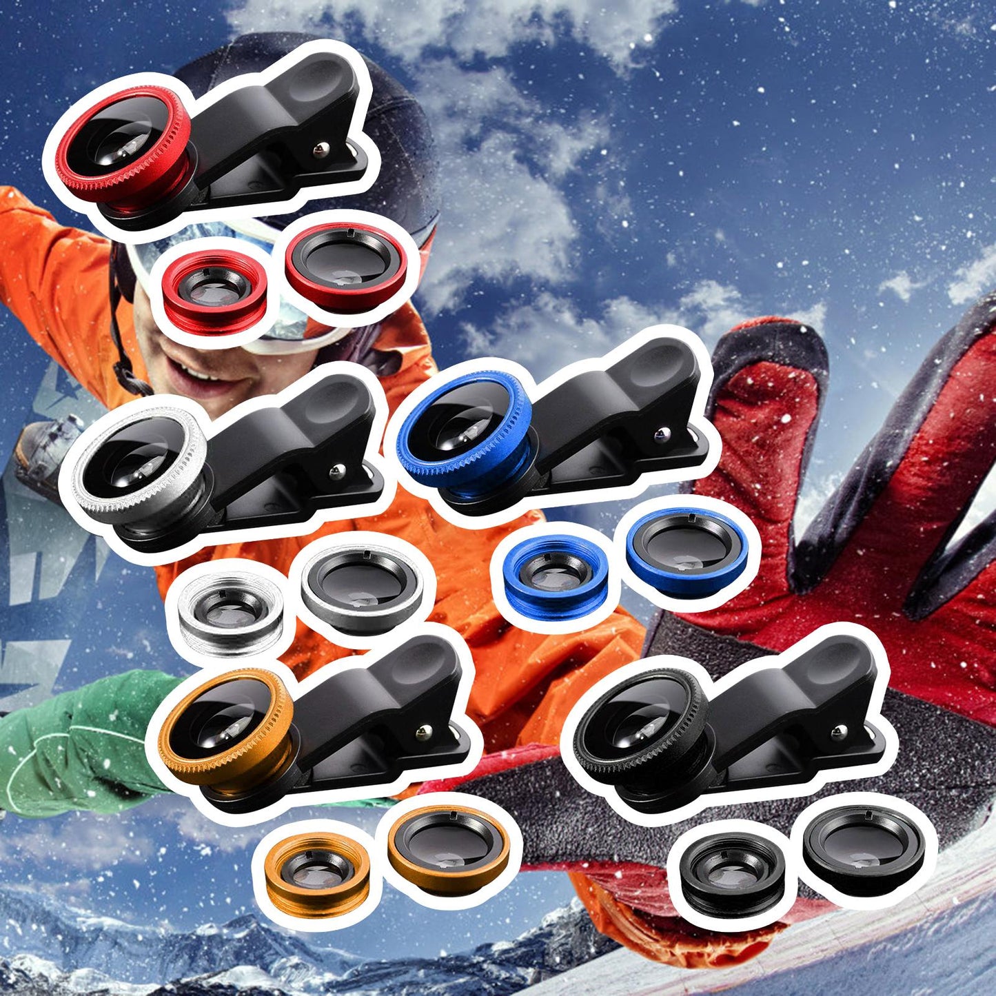 Universal Phone Lens Three Lens Phone Camera Lens Kits for Photo Cameras Sliver