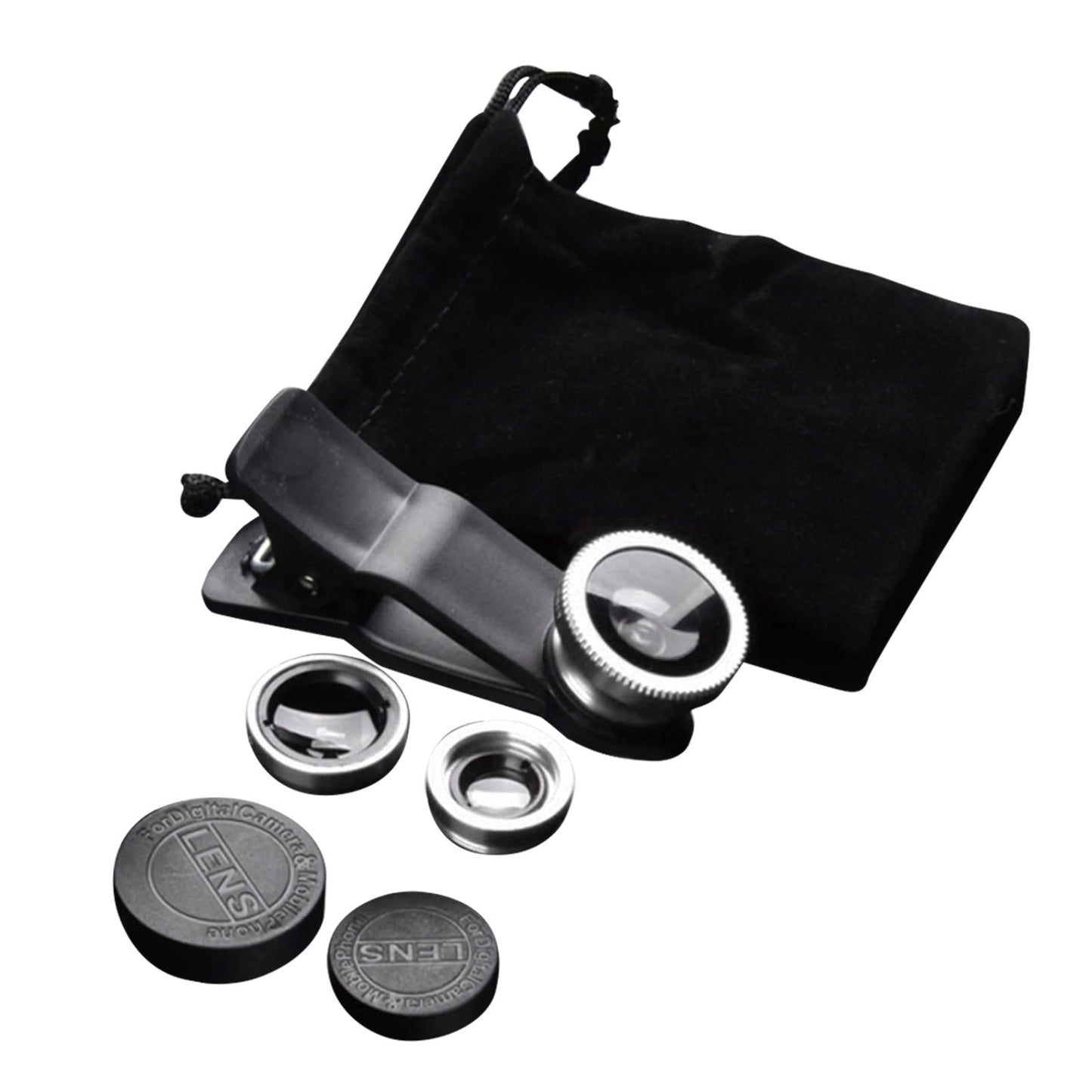Universal Phone Lens Three Lens Phone Camera Lens Kits for Photo Cameras Sliver