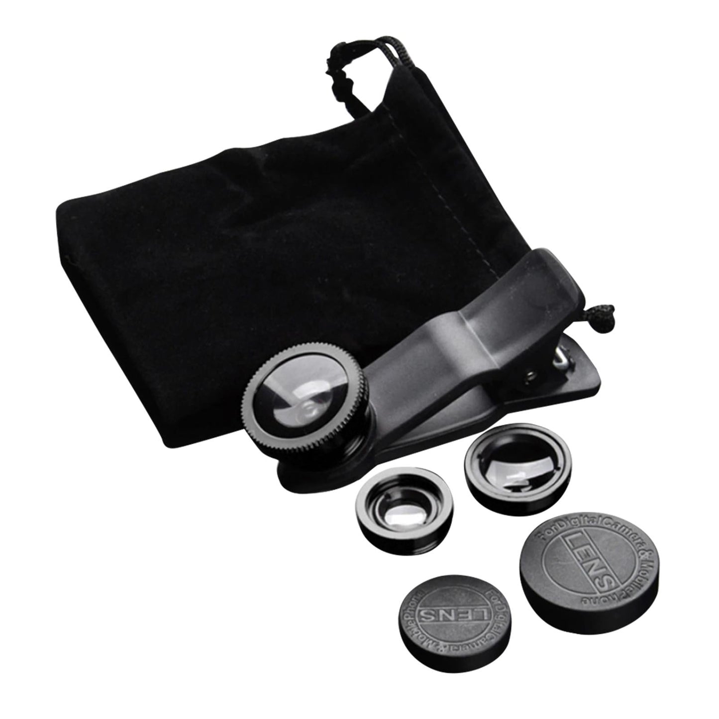 Universal Phone Lens Three Lens Phone Camera Lens Kits for Photo Cameras Black