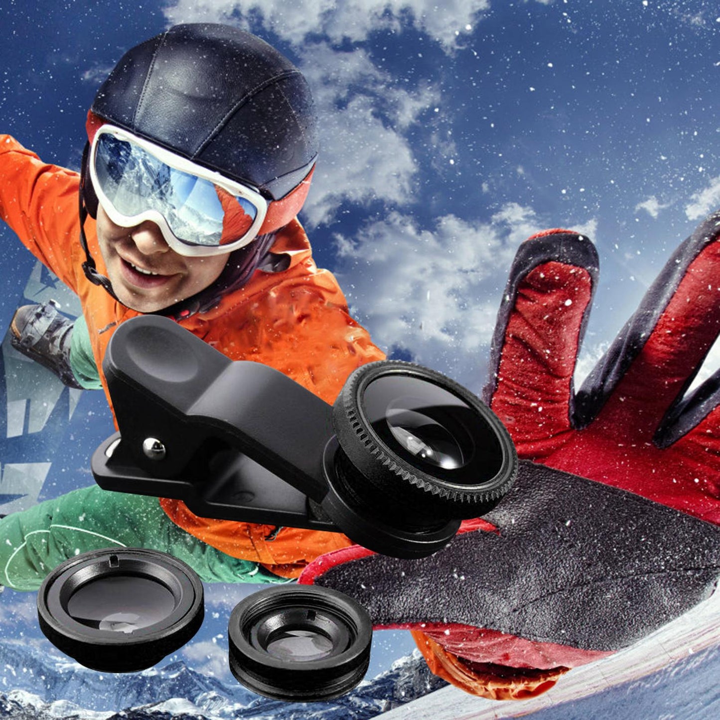 Universal Phone Lens Three Lens Phone Camera Lens Kits for Photo Cameras Black