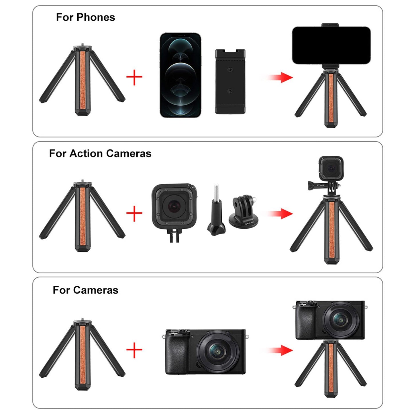 Selfie Tripod Heavy Duty Aluminum Flexible for Smartphone