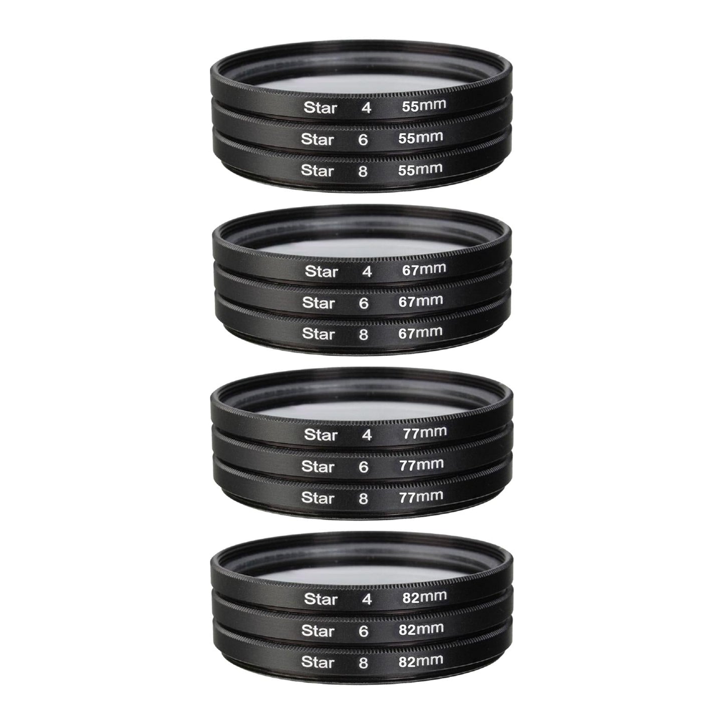 3Pcs Camera Lens filter with bag 4 6 8 Points Slim 55mm