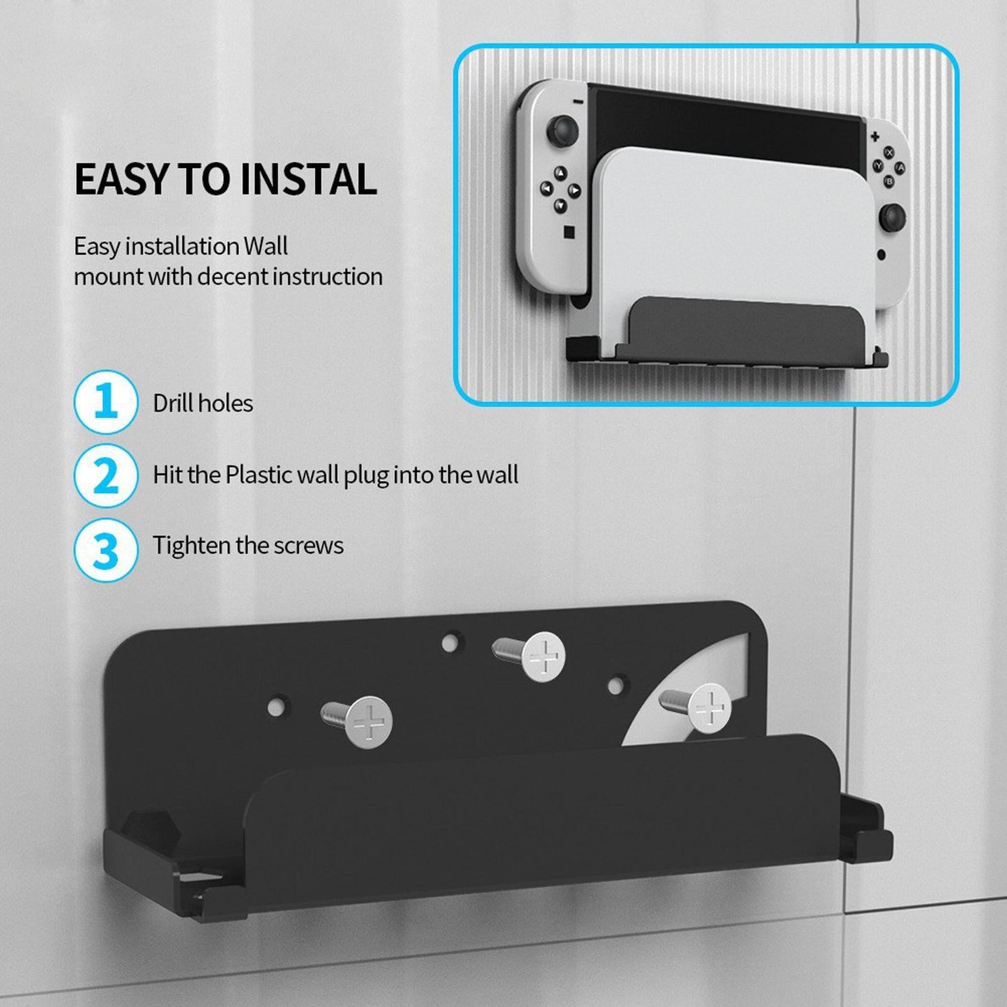 Game Console Wall Mounted Holder Bracket Solid Hanger for Organizer Box White