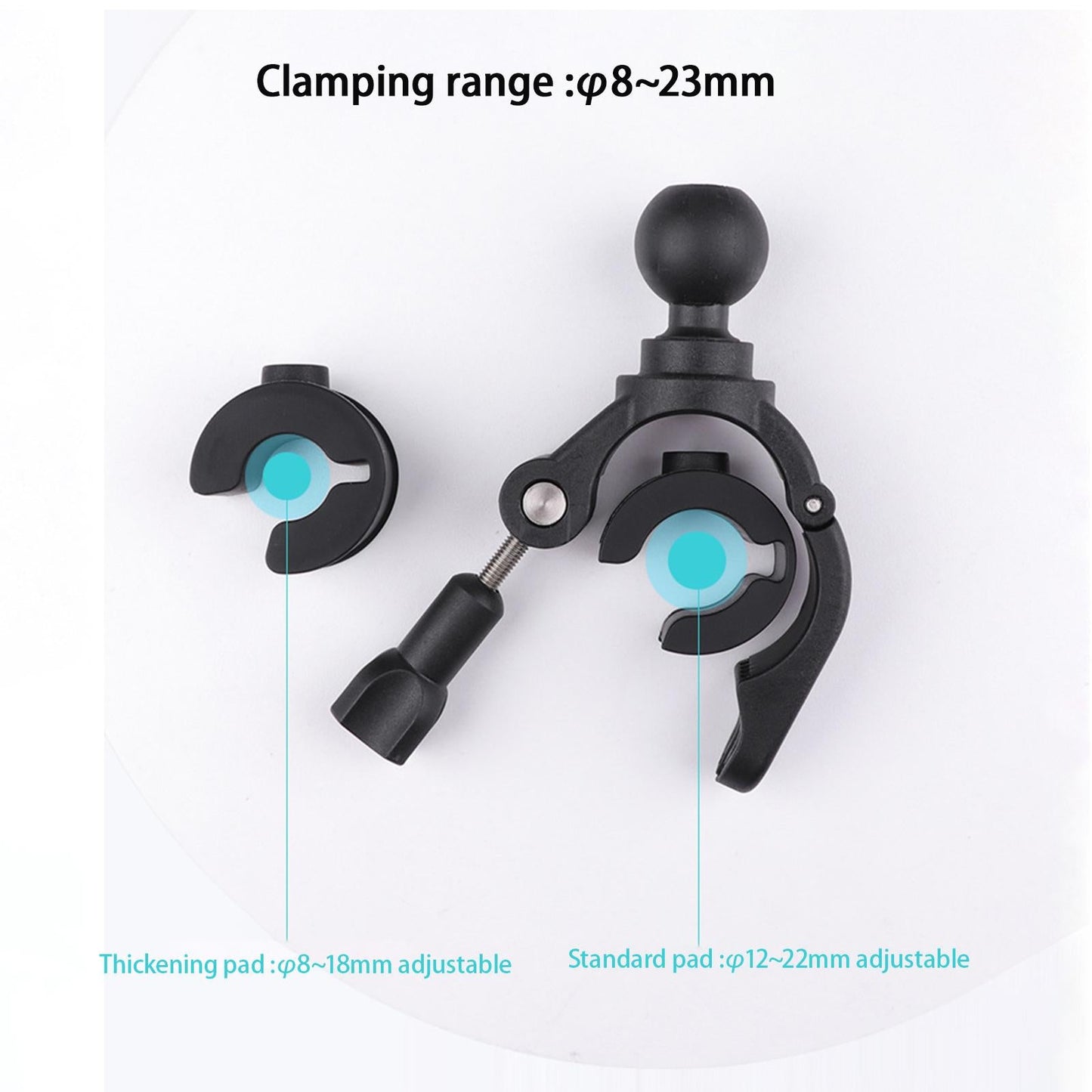 Motorcycle Handlebar Camera Mount 1/4 360 Degree Rotary Standard Small Clamp