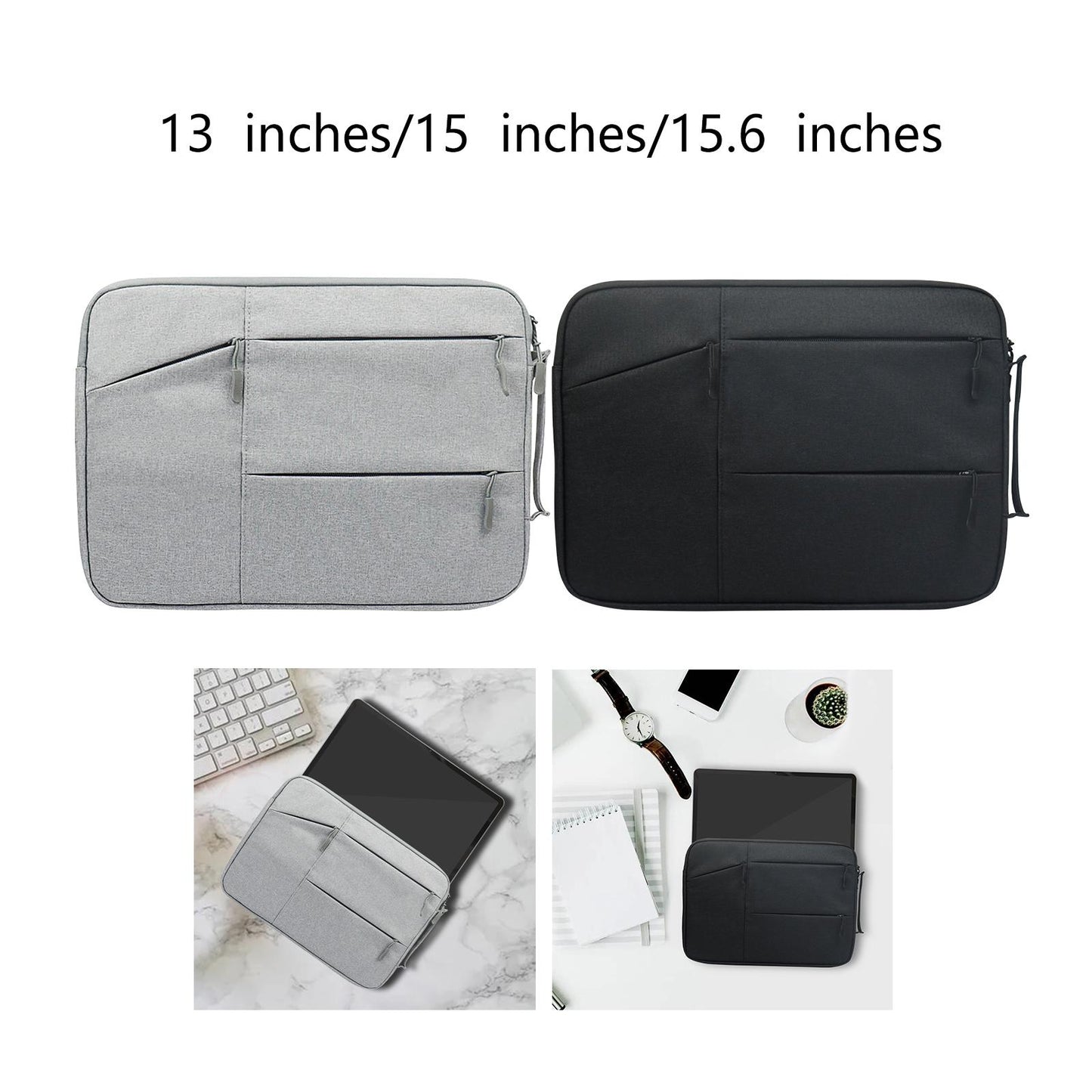 Laptop Sleeve Bag Anti Seismic Multi Functional 6 Mesh Bags for Men Notebook grey355mmX250mmX20mm