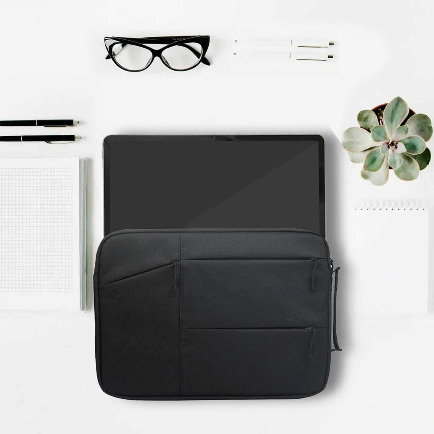 Laptop Sleeve Bag Anti Seismic Multi Functional 6 Mesh Bags for Men Notebook dark355mmX250mmX20mm