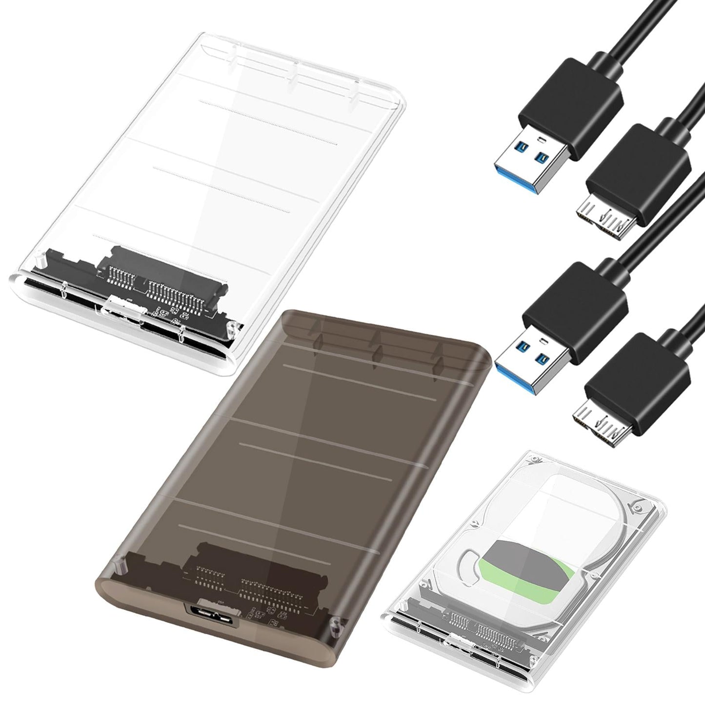 2.5inch External Hard Drive Enclosure SSD Enclosure 5Gbps SATA to USB 3.1 Clear