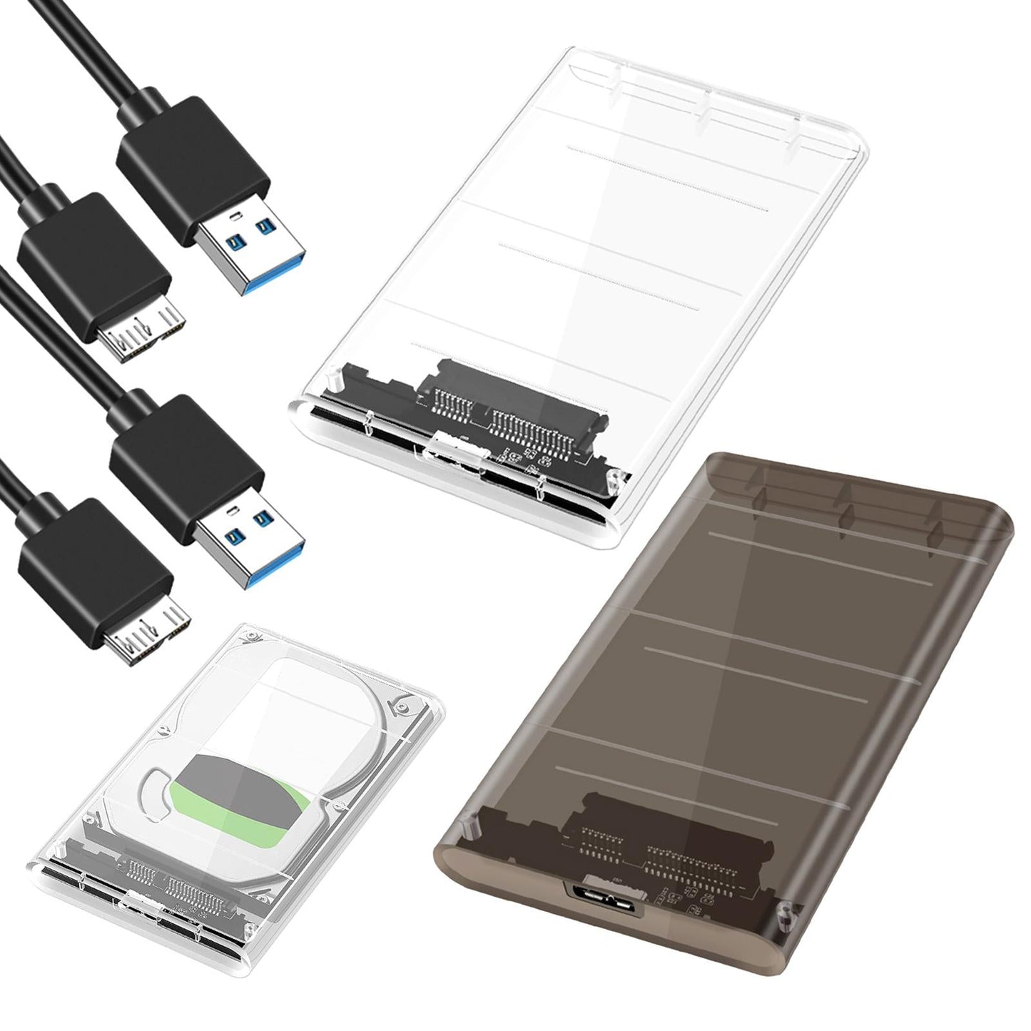 2.5inch External Hard Drive Enclosure SSD Enclosure 5Gbps SATA to USB 3.1 Clear