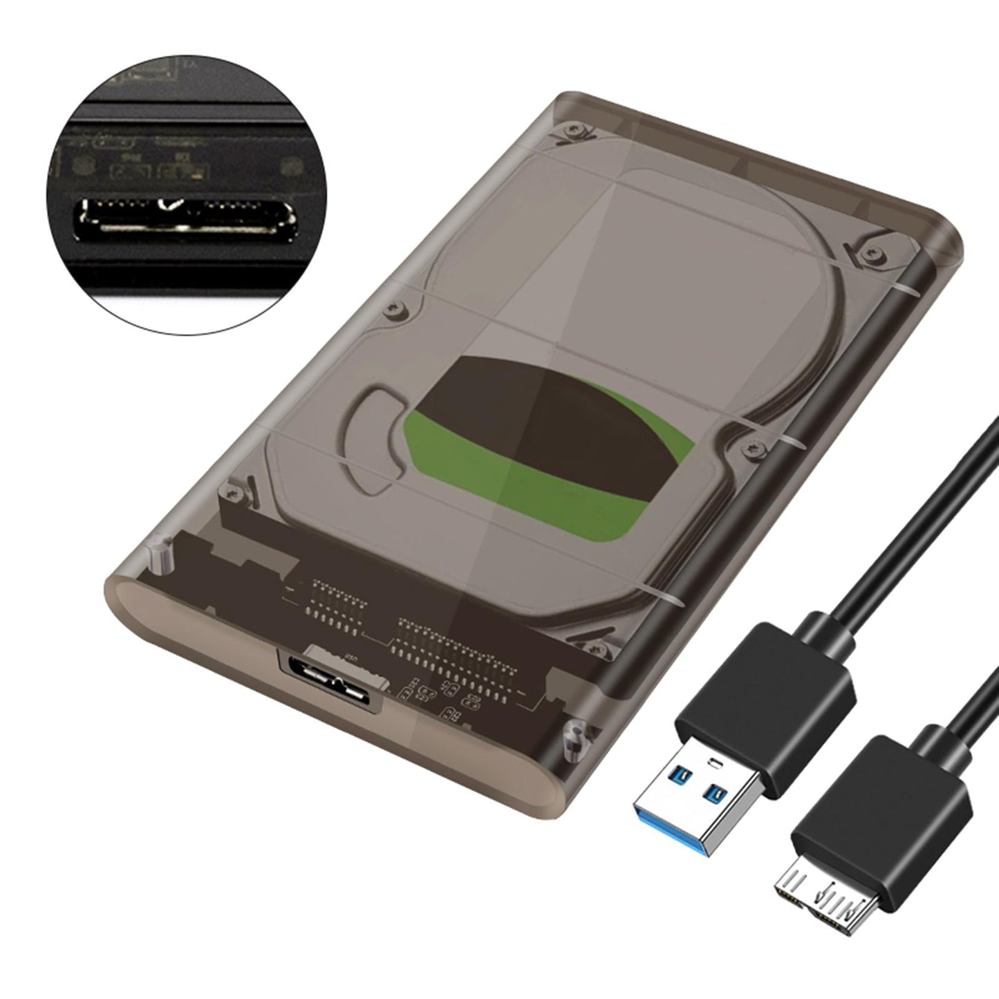 2.5inch External Hard Drive Enclosure SSD Enclosure 5Gbps SATA to USB 3.1 Brown