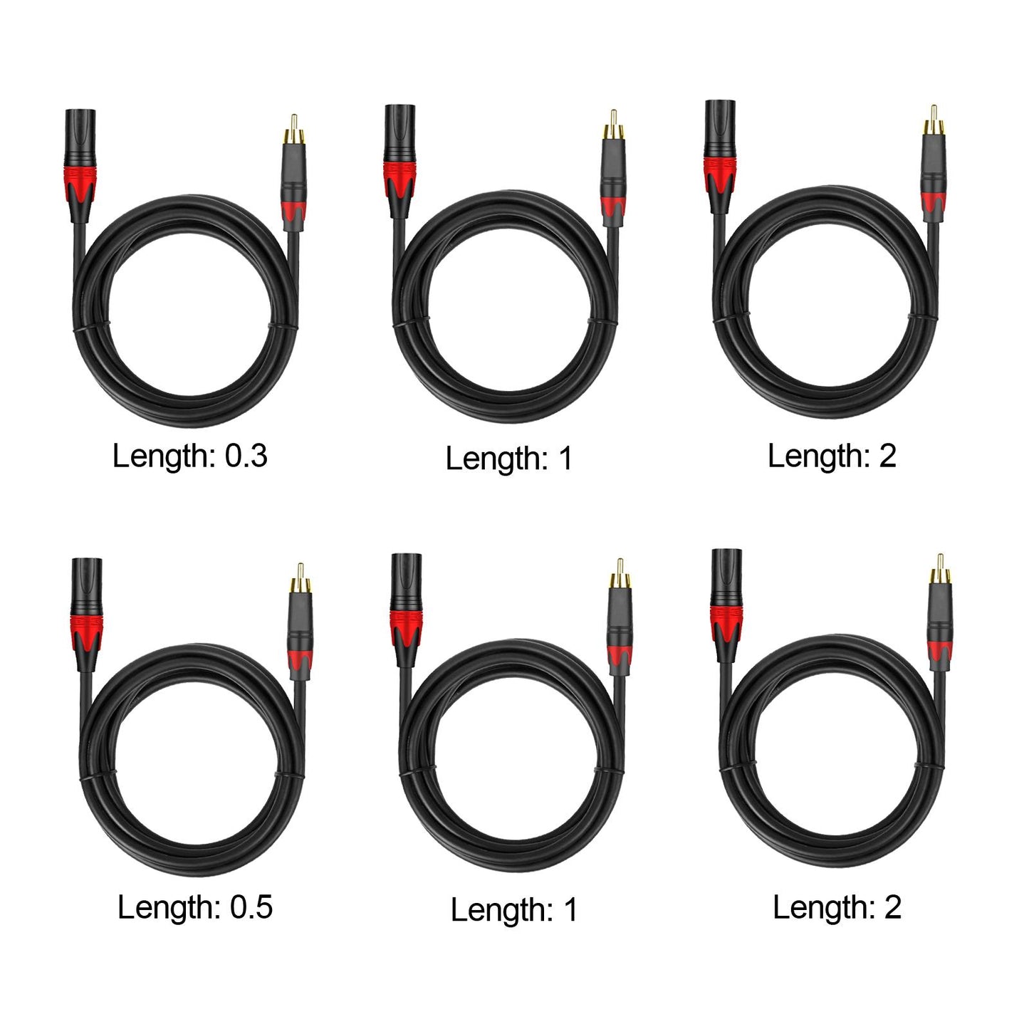 3 Pin XLR rca Microphone Cable Cord for Speakers XLR rca Mic Cable Male to Male 0.3m
