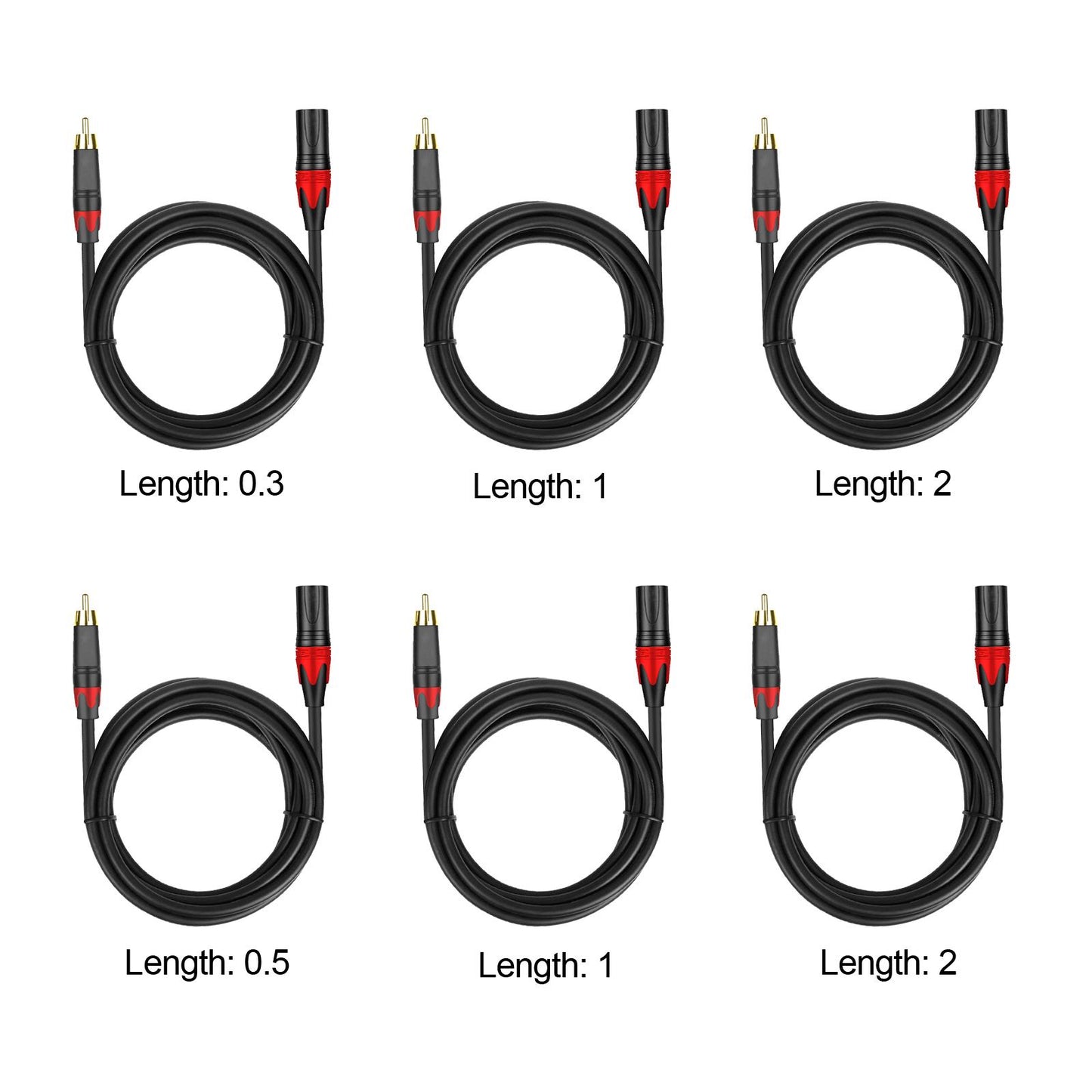 3 Pin XLR rca Microphone Cable Cord for Speakers XLR rca Mic Cable Male to Male 0.3m