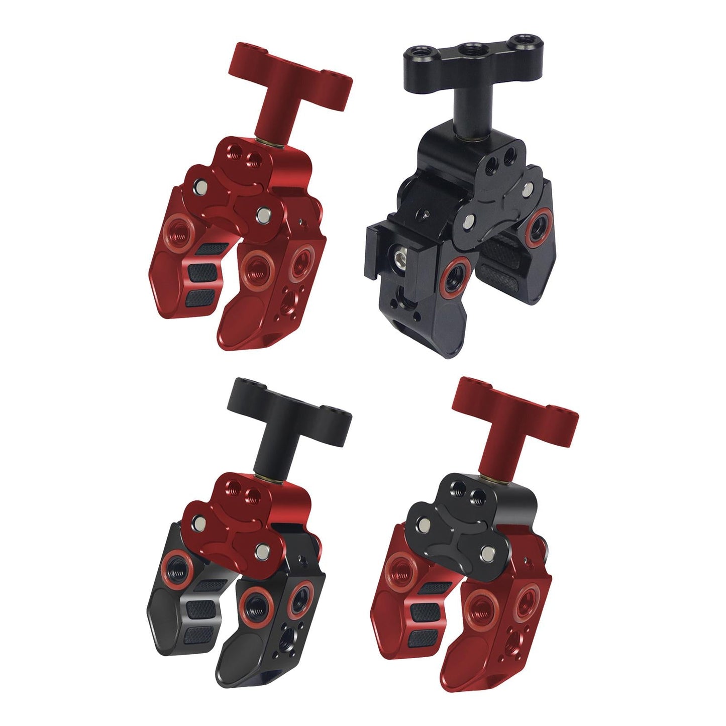 Claw Clamp with 1/4inch Thread Holes 3/8inch Locating Pin for Camera Tripod Red