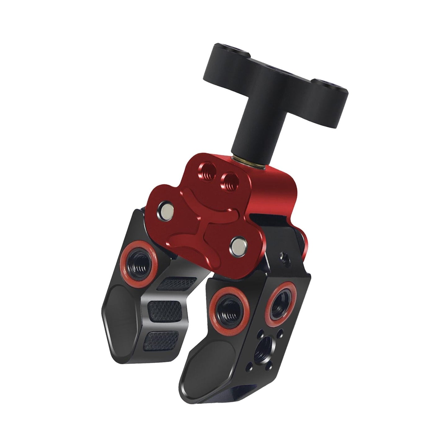 Claw Clamp with 1/4inch Thread Holes 3/8inch Locating Pin for Camera Tripod Black Red
