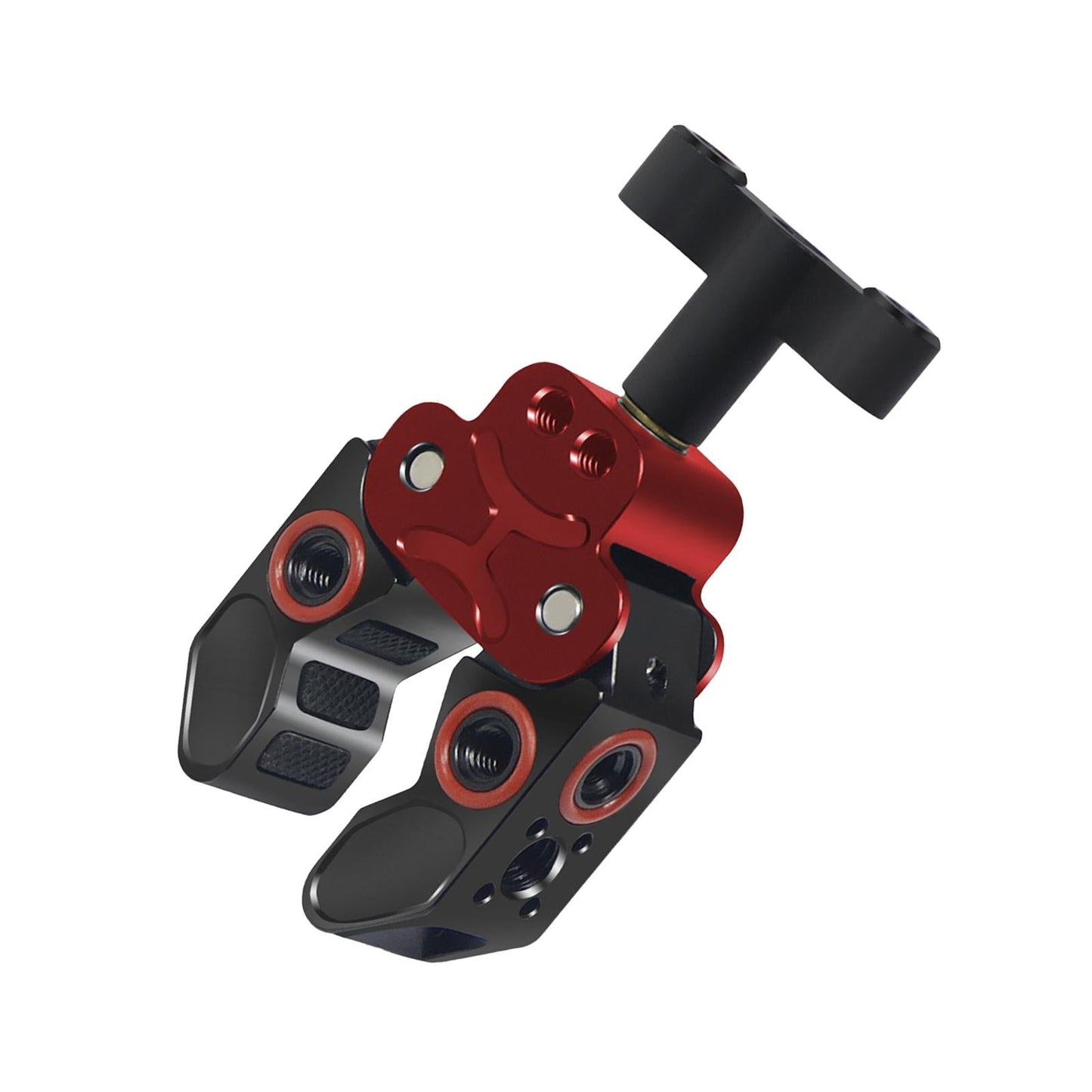 Claw Clamp with 1/4inch Thread Holes 3/8inch Locating Pin for Camera Tripod Black Red