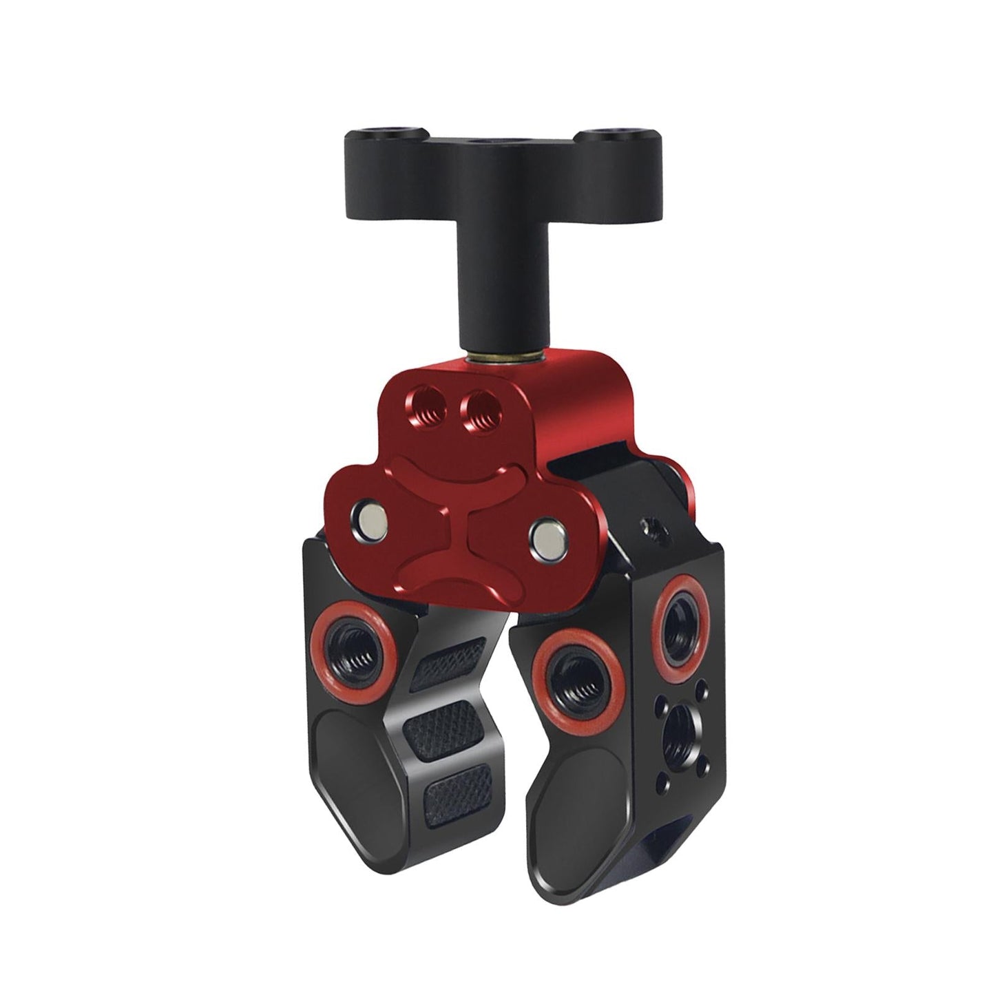 Claw Clamp with 1/4inch Thread Holes 3/8inch Locating Pin for Camera Tripod Black Red