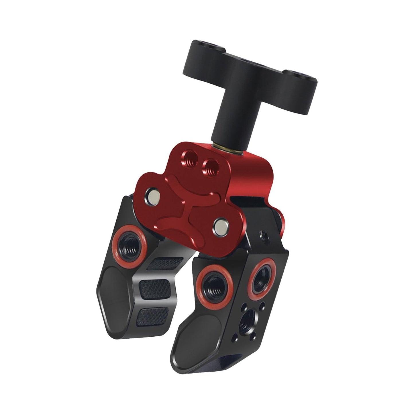 Claw Clamp with 1/4inch Thread Holes 3/8inch Locating Pin for Camera Tripod Black Red