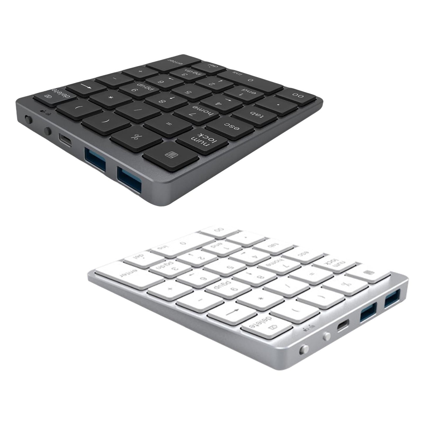 Numeric Keypad Rechargeable with USB Hub for Desktop Notebook Grey