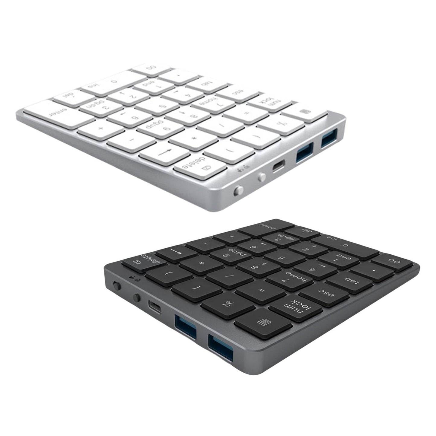 Numeric Keypad Rechargeable with USB Hub for Desktop Notebook Grey