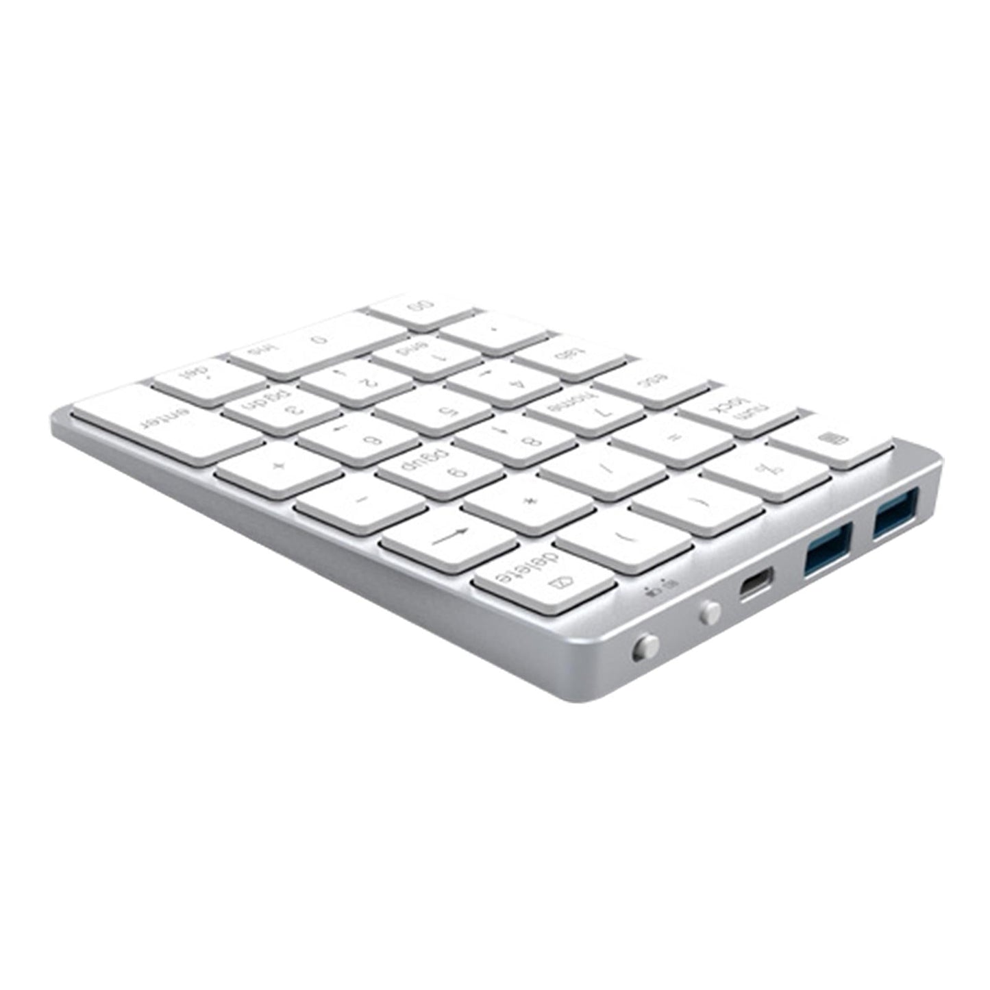 Numeric Keypad Rechargeable with USB Hub for Desktop Notebook Silver