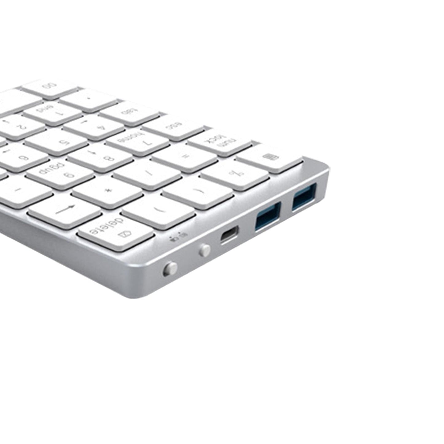 Numeric Keypad Rechargeable with USB Hub for Desktop Notebook Silver