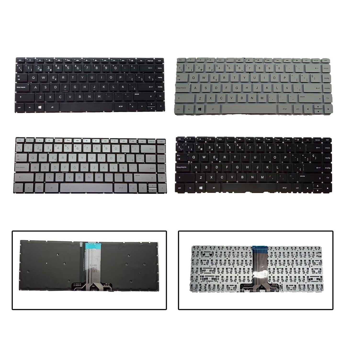 Laptop Keyboard Replacement Spanish for 14-Bk Tpn-W125 Black with Backlight