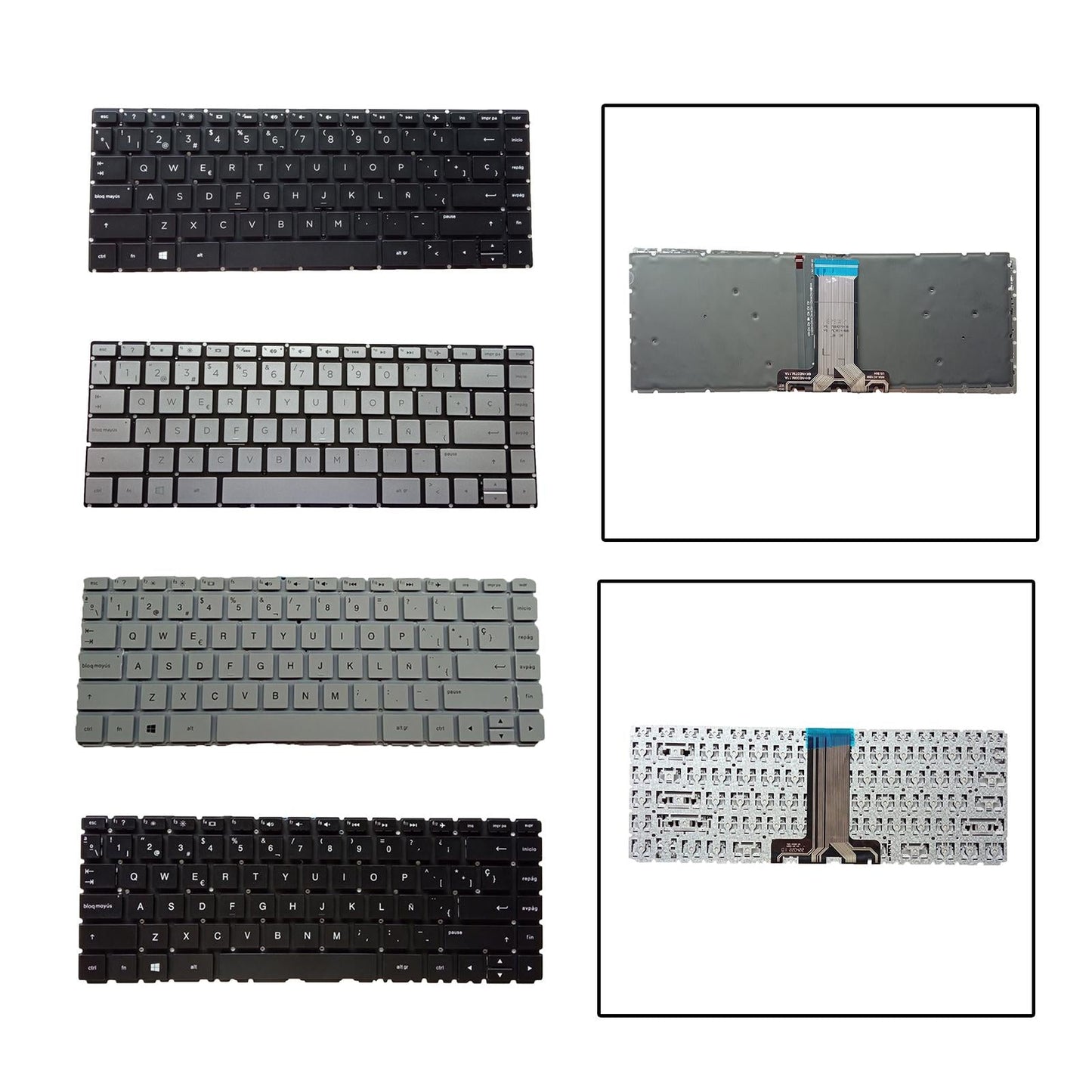 Laptop Keyboard Replacement Spanish for 14-Bk Tpn-W125 Black with Backlight