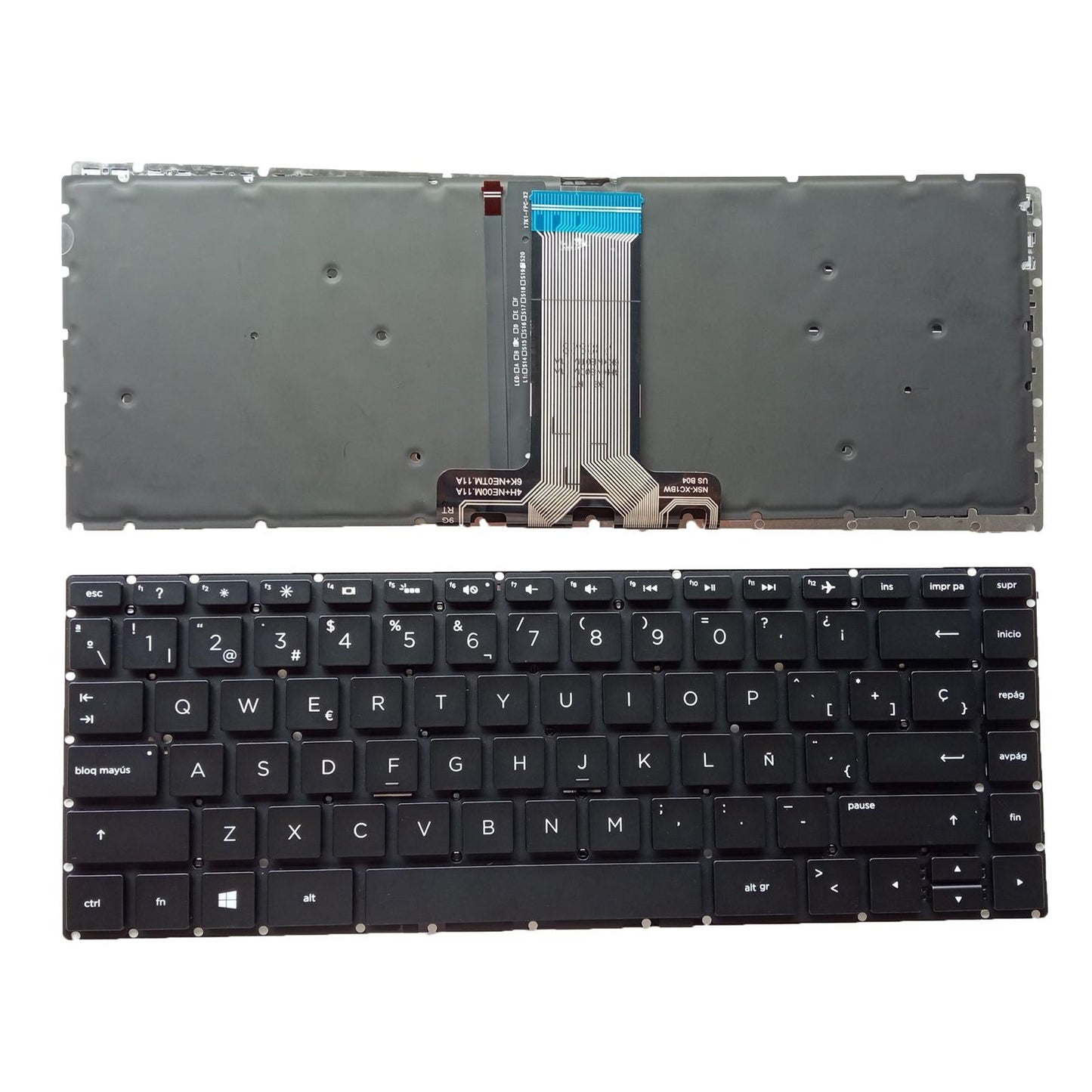 Laptop Keyboard Replacement Spanish for 14-Bk Tpn-W125 Black with Backlight