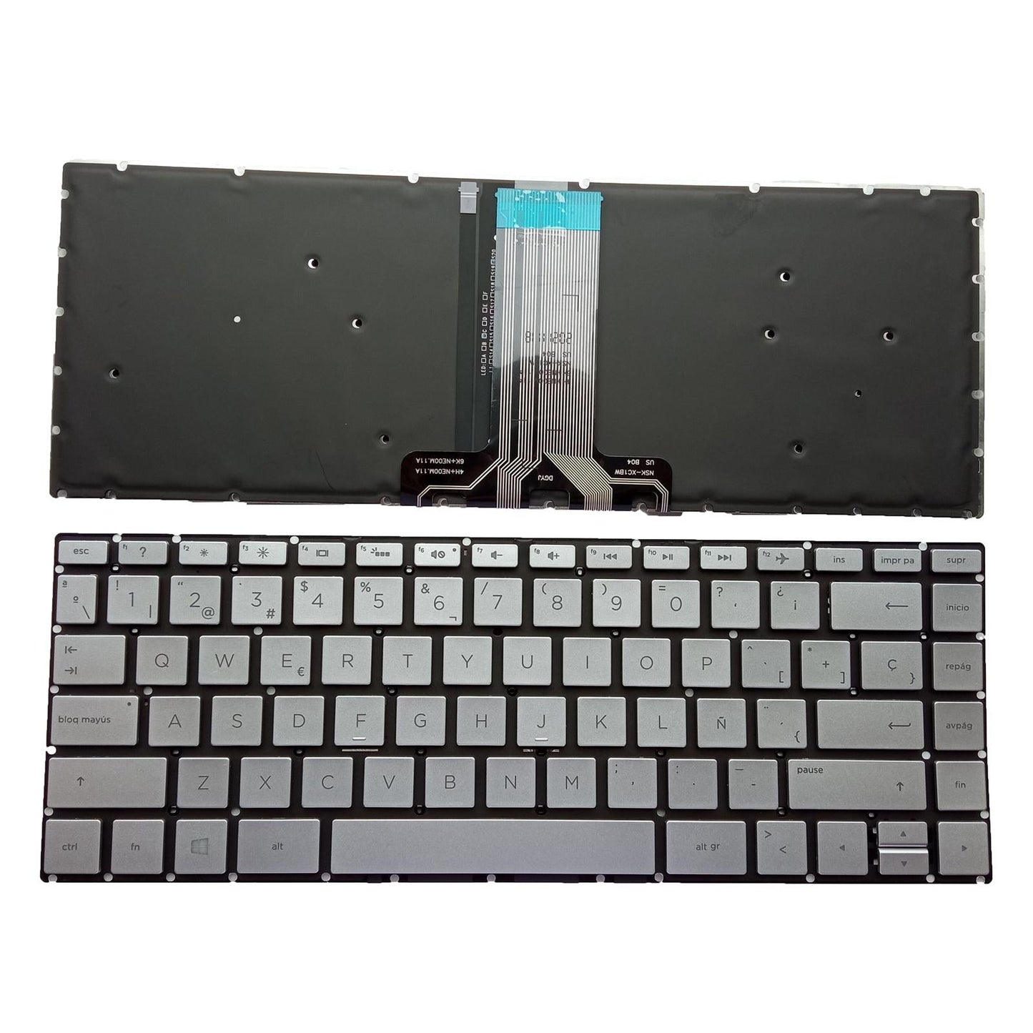 Laptop Keyboard Replacement Spanish for 14-Bk Tpn-W125 Silver Backlight