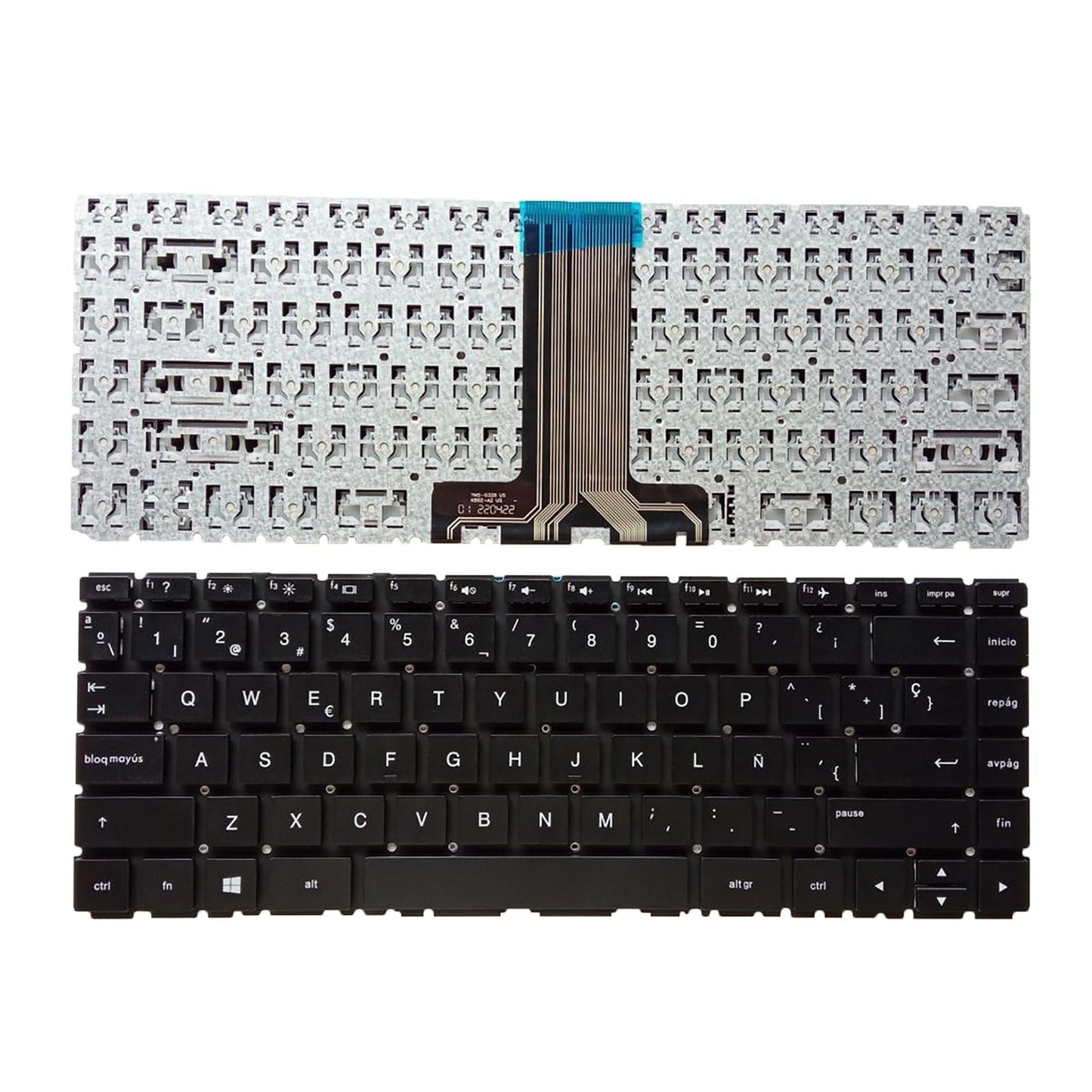 Laptop Keyboard Replacement Spanish for 14-Bk Tpn-W125 Black No Backlight
