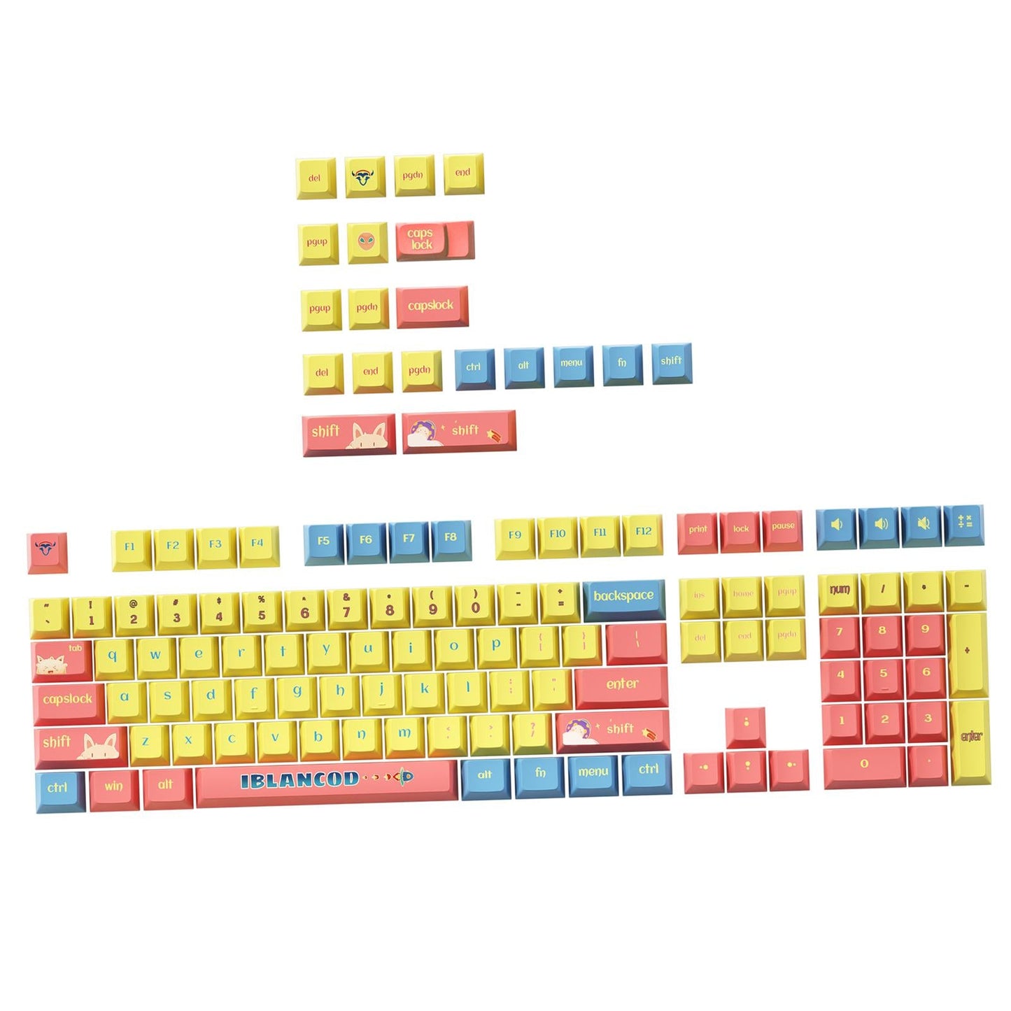 127 Keys Keycaps PBT for cross Mechanical Shafts Direct Replaces Durable