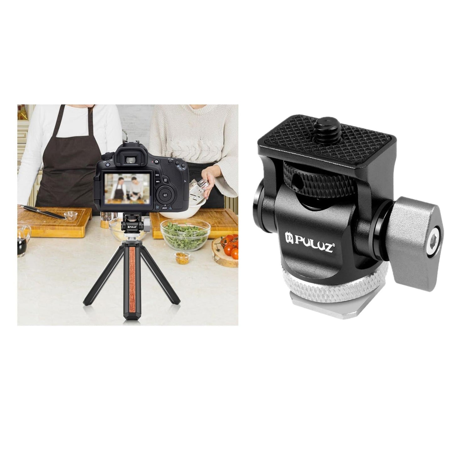 Tripod Mini Ball Head Adapter 1/4 Hotshoe Screw for Digital Camera Monitor"