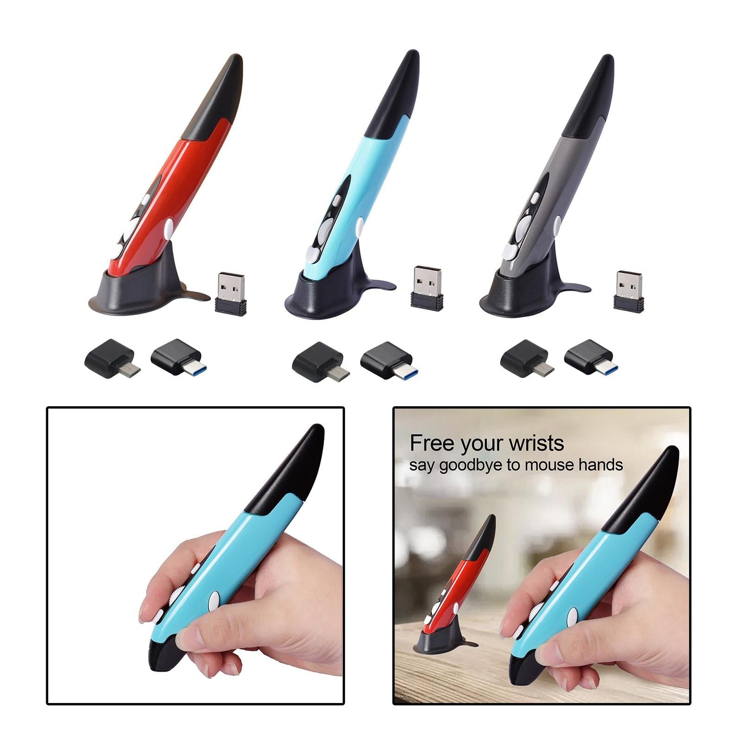 2.4G Wireless Mouse Pen Handwriting for Notebook Phone Laptop Red