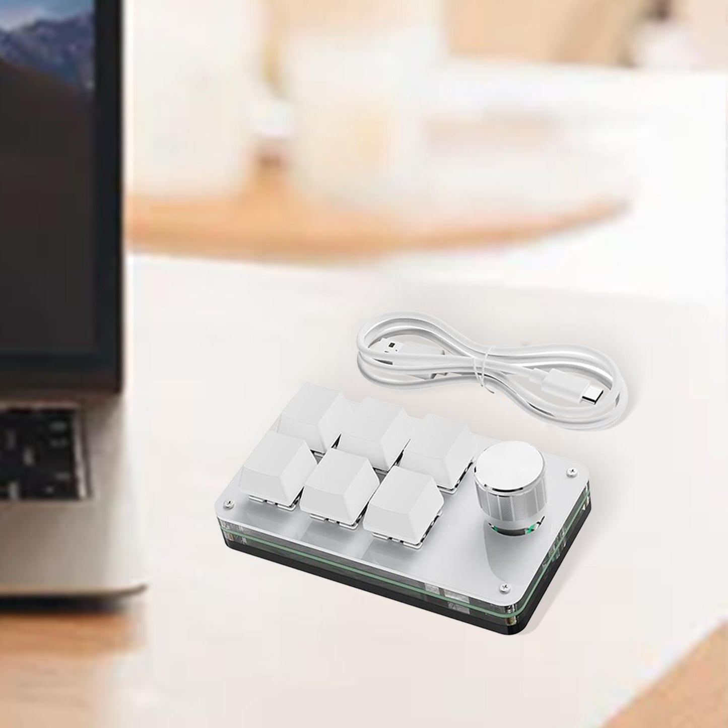Programming macro Knob Keyboard Multifunctional Portable White